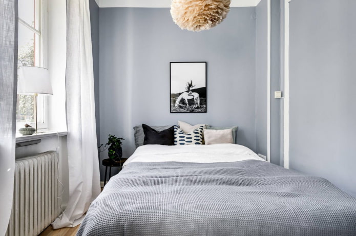 bright bedroom in scandi style