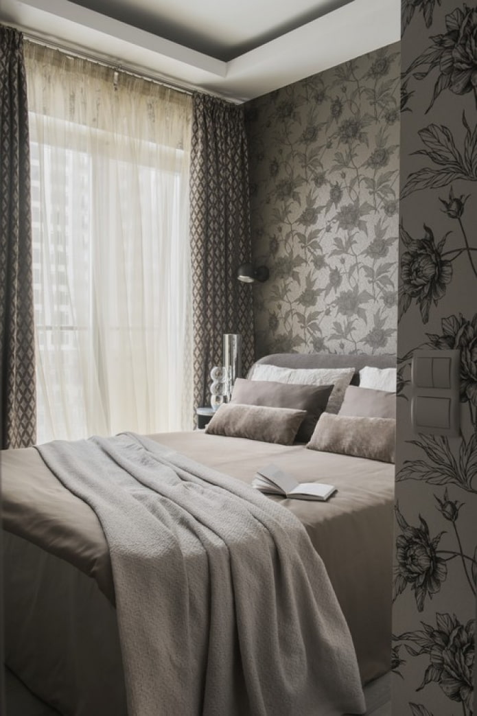 bedroom in gray tones