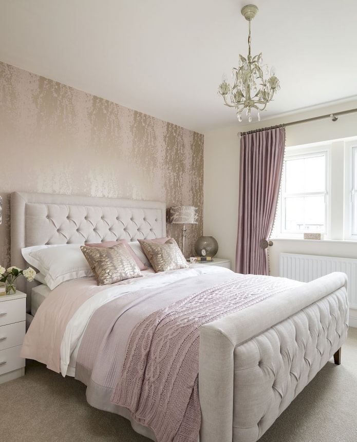 pink and beige bedroom