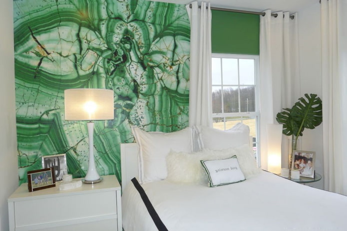 зелени зид у спаваћој соби