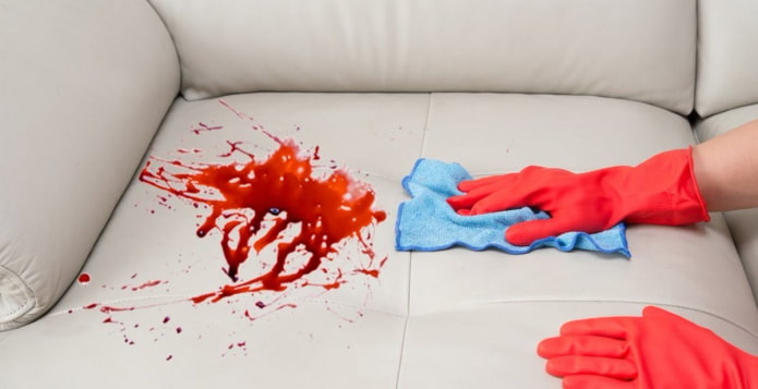 how to wash blood off the couch