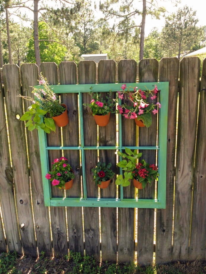 Window frame with flowers