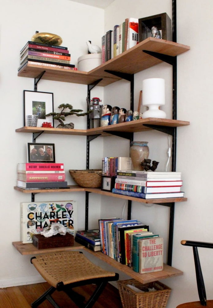 Shelves in the corner
