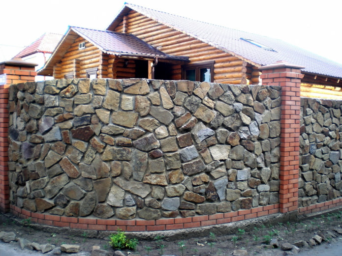 fence made of stone and brick