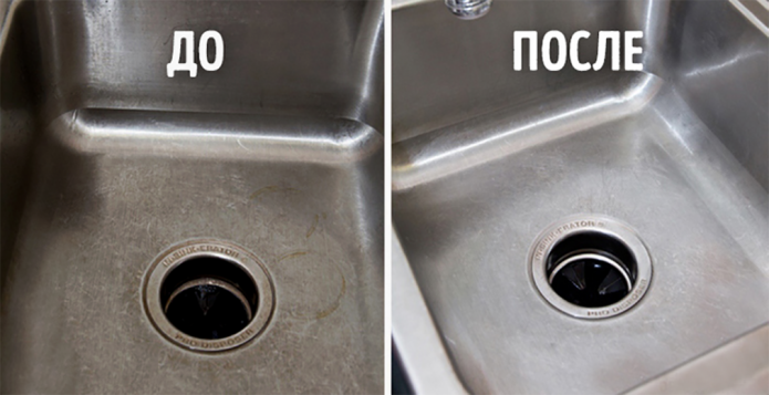 Cleaning a stainless steel sink