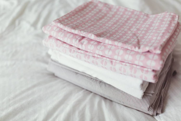 Bed linen in a stack
