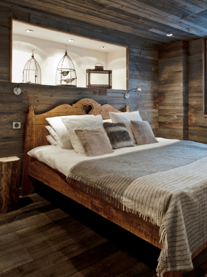 wooden bed for a summer residence