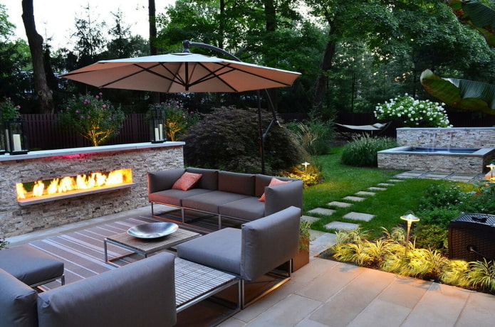 fireplace on the patio