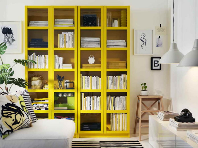 yellow bookcase