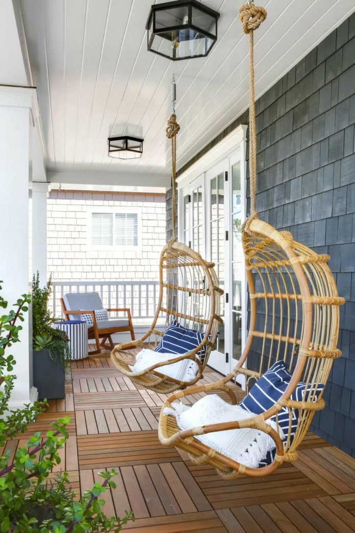 hanging chairs on the veranda