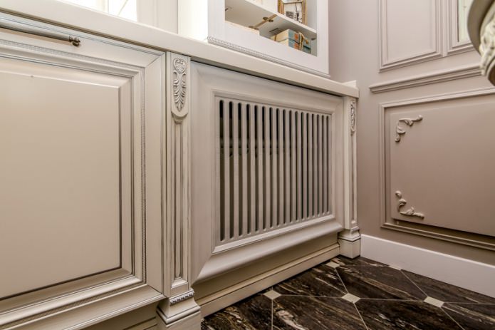 itago ang radiator sa isang klasikong interior