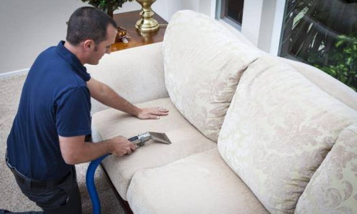 cleaning the sofa