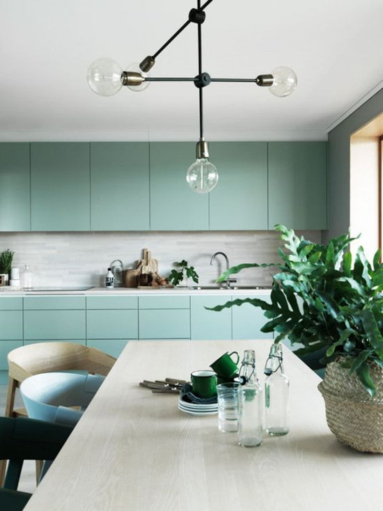 minimalistic colored kitchen