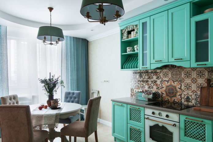 contrasting mint kitchen