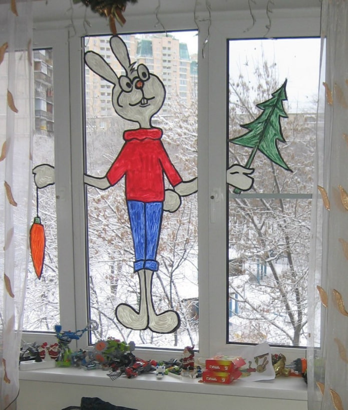 drawings on the windows