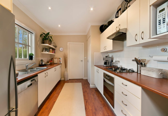 elongated kitchen layout