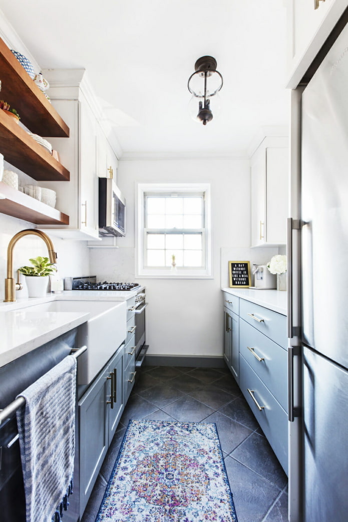 two-row kitchen design