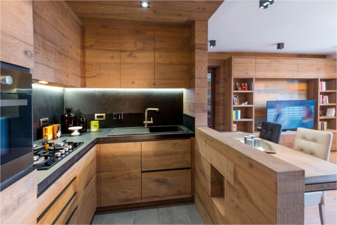wooden kitchen in the studio