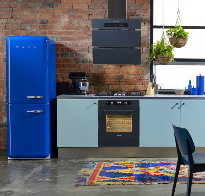 blue refrigerator