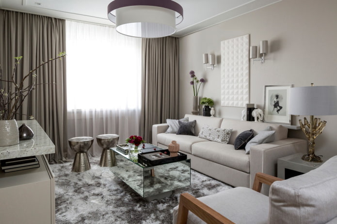 Gray living room with silver details