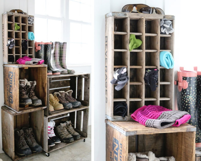 Shoe rack from boxes