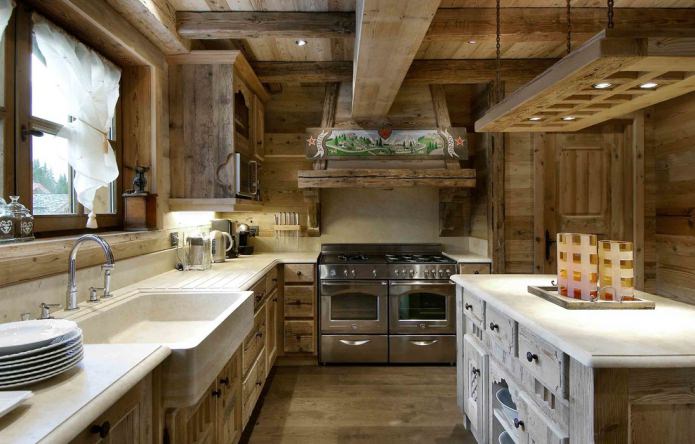 kitchen set made of natural wood