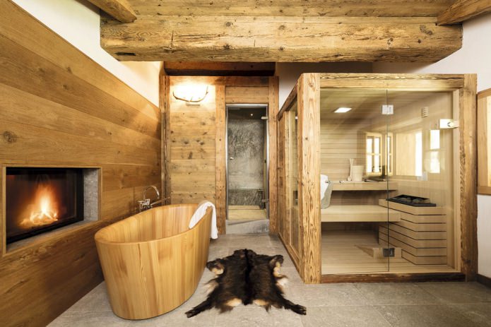 faház stílusú fürdőszoba