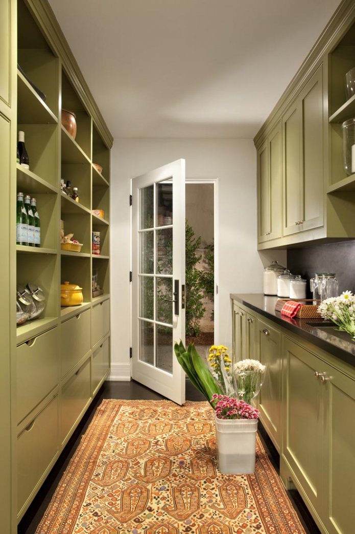two-row color kitchen