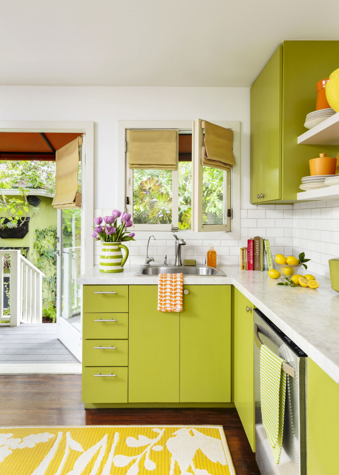 kitchen in olive color