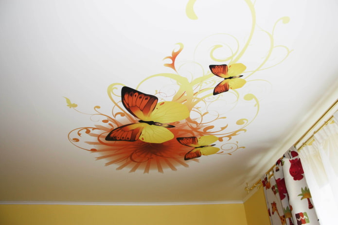 Irrelevant ceiling with photo printing