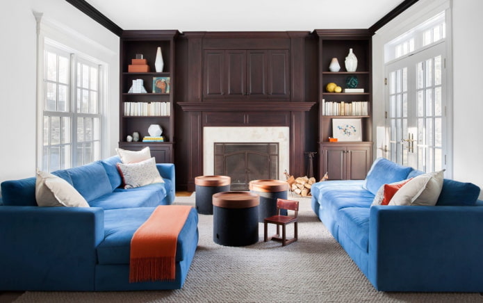 bright sofas in the living room