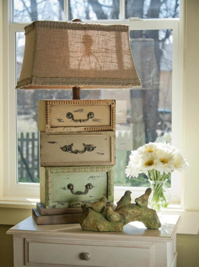 original table lamp with antique drawers