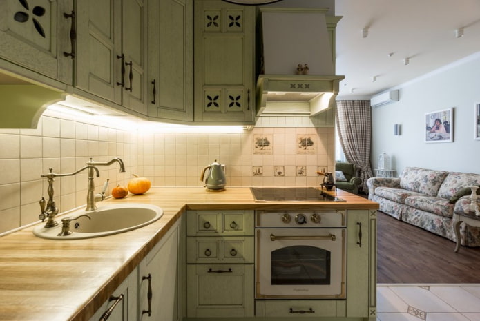 ห้องครัวในโทนสีมะกอก