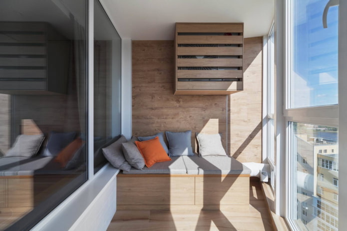 wooden walls on the balcony