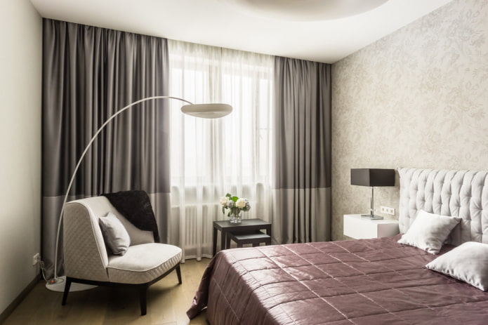 Bedroom with floor lamp and lamp