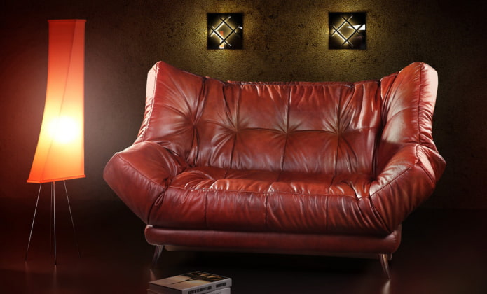 leather sofa na pula