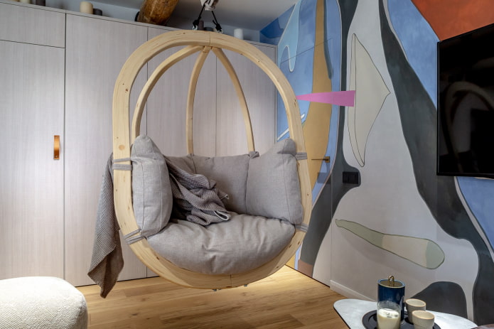 wooden hanging chair
