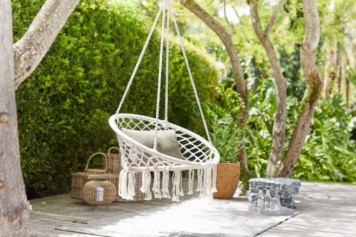 hanging chair in the garden