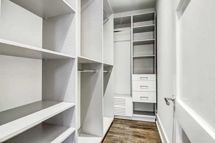dressing room with shelves