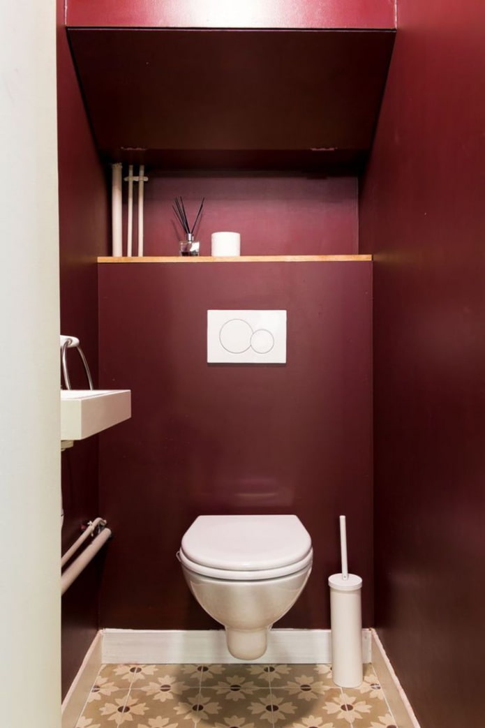 toilet in burgundy