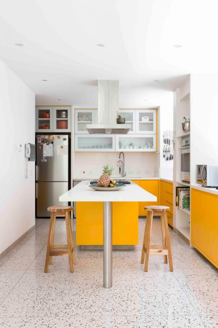 yellow kitchen set