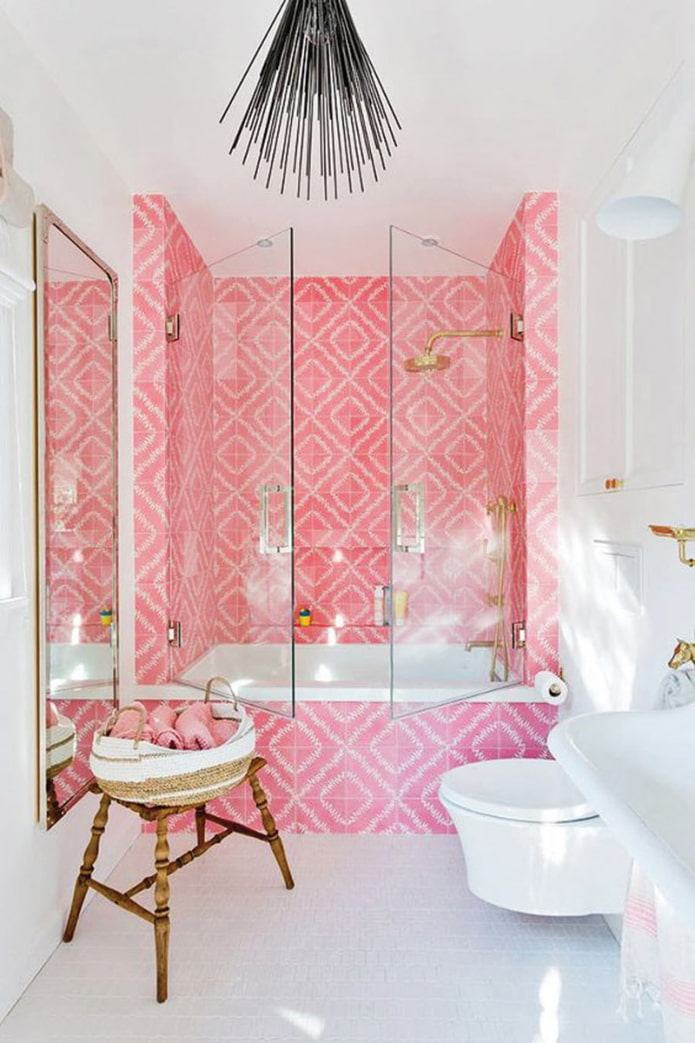 pink tiles in the bathroom