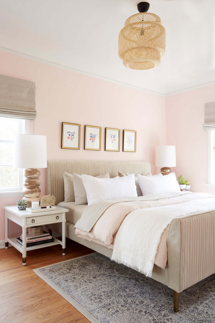rózsaszín falak a hálószobában