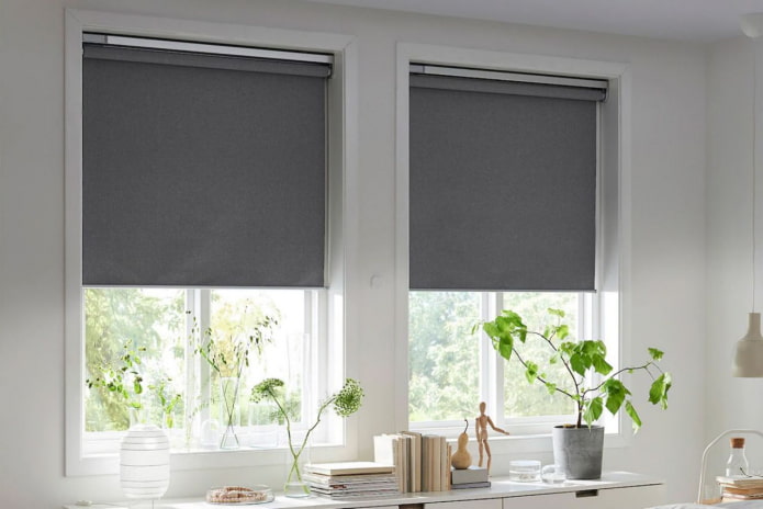 roller gray curtains