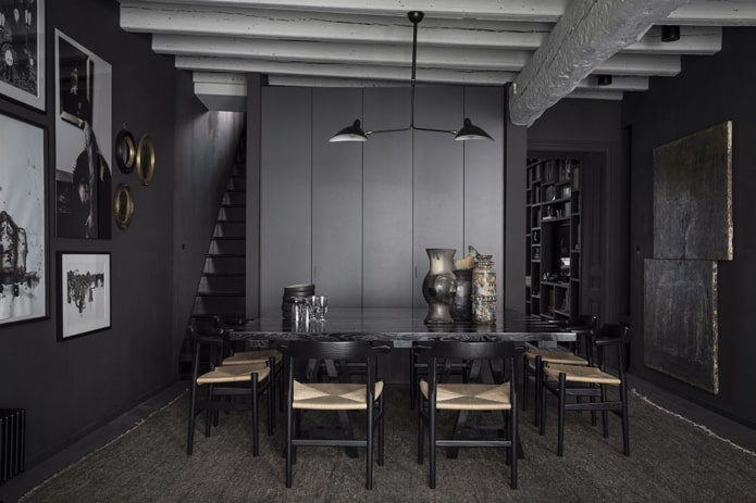 black dining room in the house