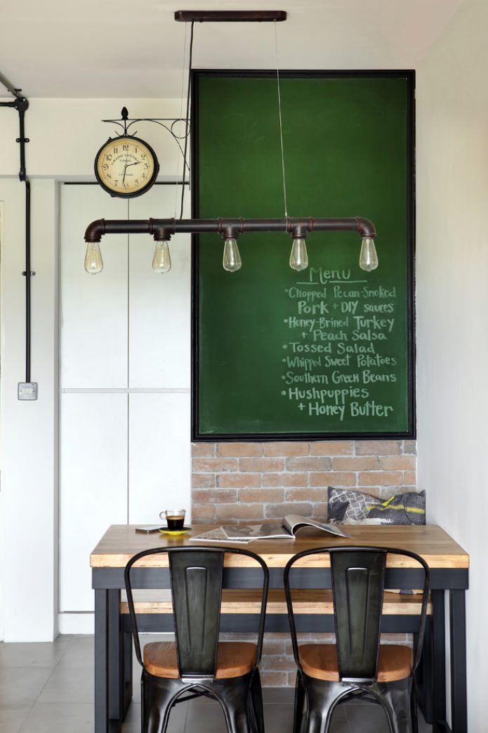 green chalkboard in the kitchen