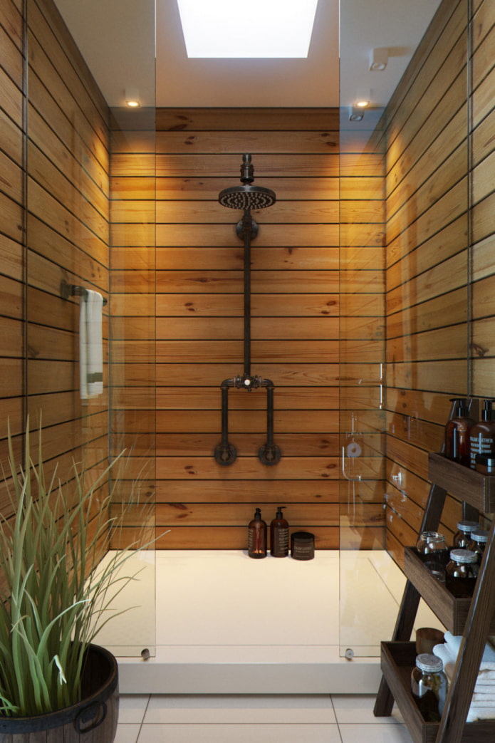 shower wood trim