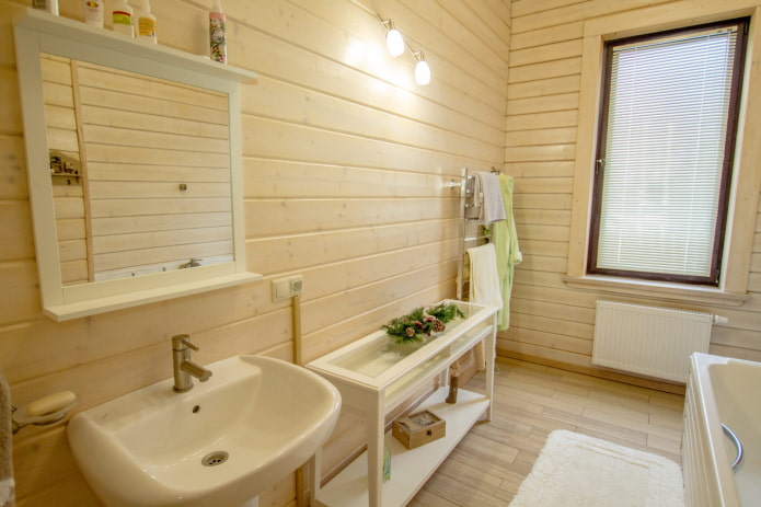 wooden lining in a wet room
