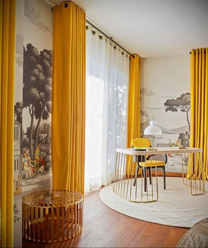 yellow curtains in the nursery