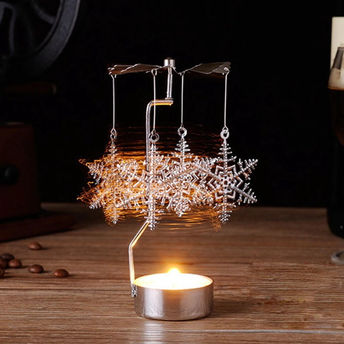 Rotating a snowflake on a candlestick